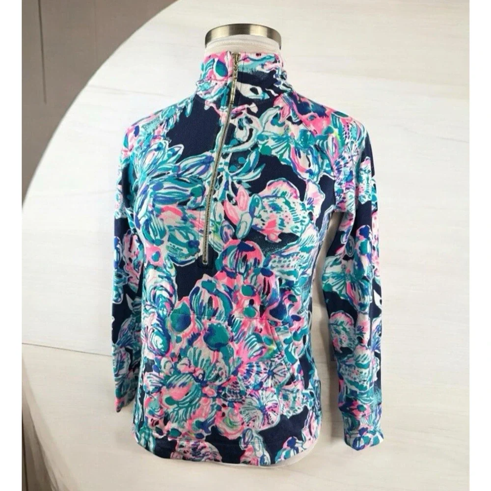 Lilly Pulitzer Skipper Popover UPF Quarter Zip Long Sleeve Printed Jacket Small - Picture 14 of 14